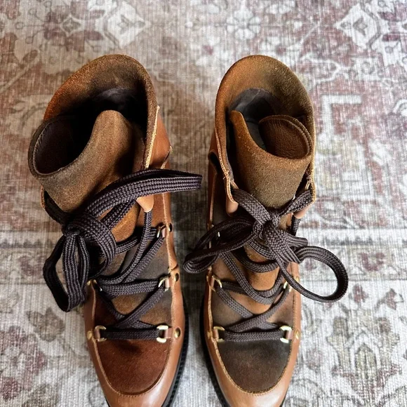 Rare Miista Brown Leather Studded Lace-Up Boots 41 - Picture 4 of 6